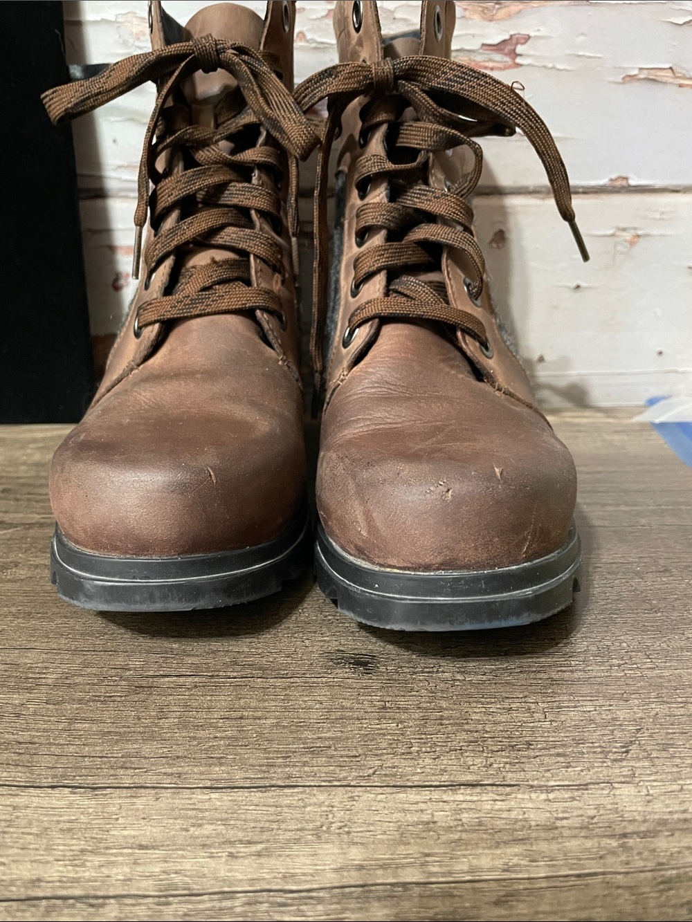 Sorel heeled wedge bootie.